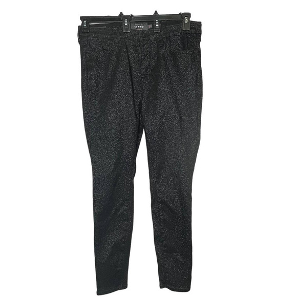 Torrid Premium Sky High Black Sparkle Shimmer Skinny Crop Jeggings Size 16 Short - Picture 1 of 13